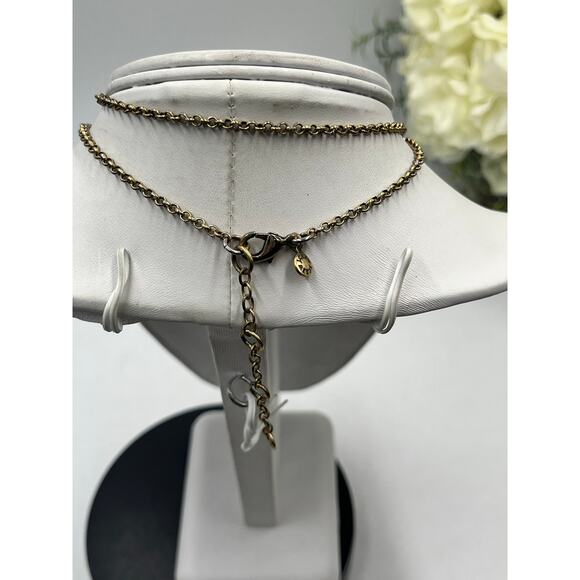 J. Crew Gold Tone Clear Rhinestone Flower Cluster Pendant Long Necklace - Picture 7 of 10